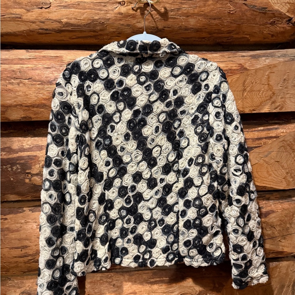 🖤Elegant Black and White Floral M Samuel Dong Jacket - Picture 2 of 6